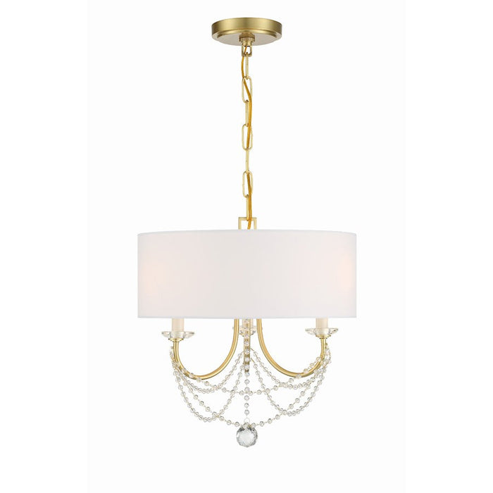 Crystorama Delilah 3 Light Mini Chandelier, Aged Brass/White - DEL-90803-AG