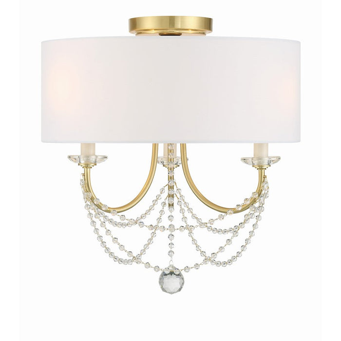 Crystorama Delilah 3 Light Semi Flush Mount, Brass/White - DEL-90803-AG-CEILING