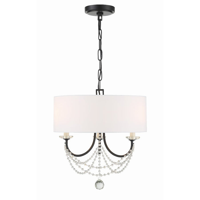 Crystorama Delilah 3 Light Mini Chandelier, Matte Black/White - DEL-90803-MK