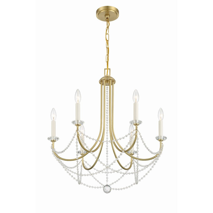 Crystorama Delilah 6 Light Chandelier, Aged Brass - DEL-90806-AG