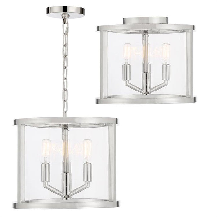 Crystorama Devon 3 Light Lantern, Polished Nickel - DEV-B8003-PN