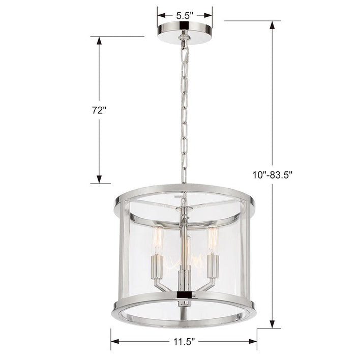 Crystorama Devon Lantern, Polished Nickel