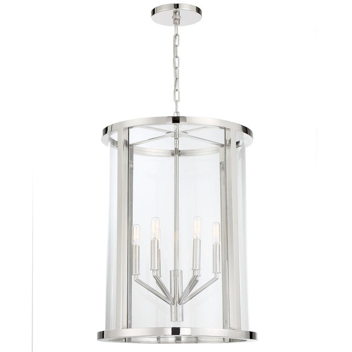 Crystorama Devon 6 Light Lantern, Polished Nickel