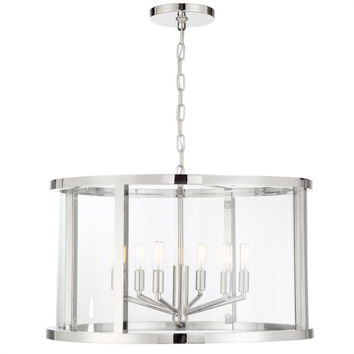 Crystorama Devon 6 Light 24" Lantern, Polished Nickel - DEV-B8066-PN