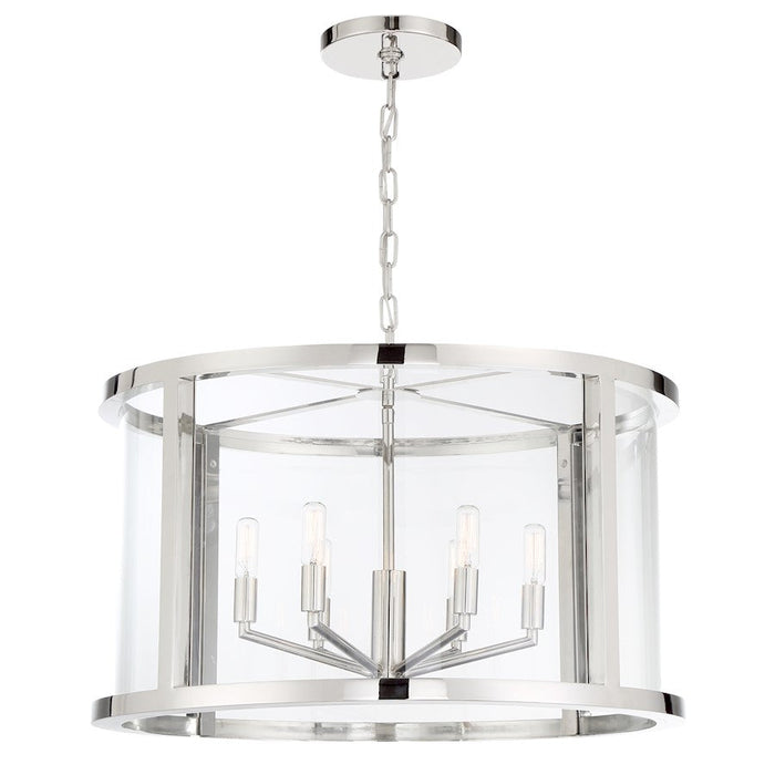 Crystorama Devon 6 Light Lantern, Polished Nickel