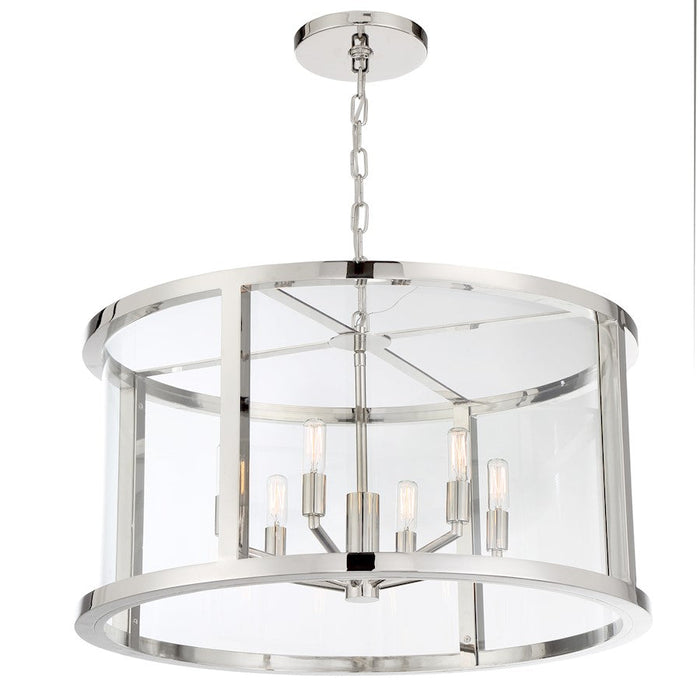 Crystorama Devon 6 Light Lantern, Polished Nickel