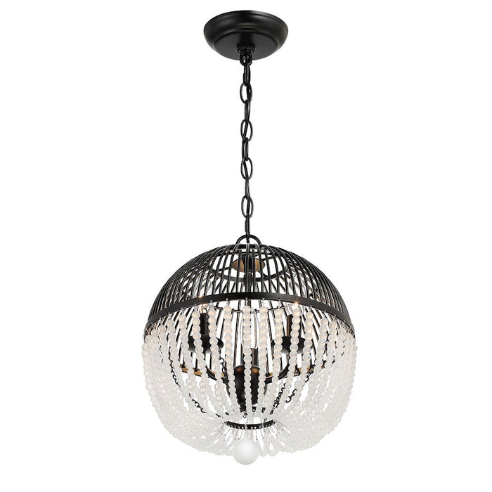 Crystorama Duval 3 Light Mini Chandelier, Matte Black