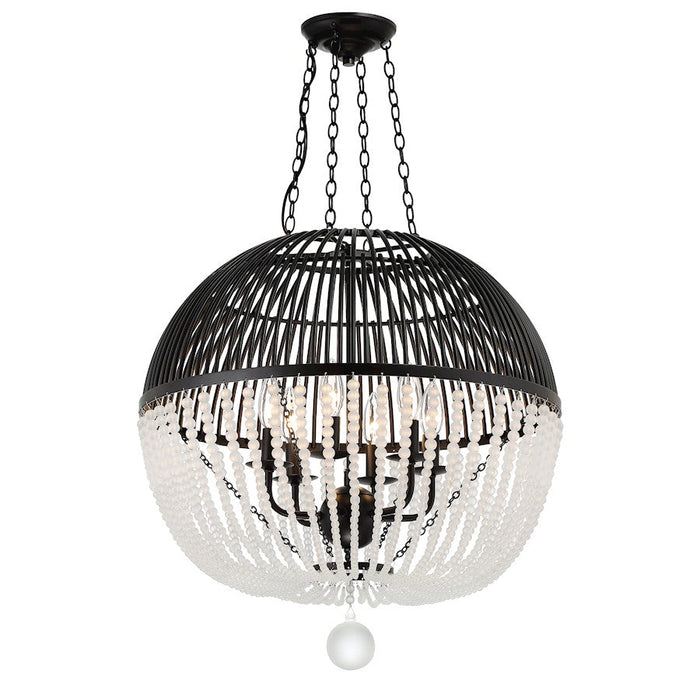 Crystorama Duval 6 Light Pendant, Matte Black