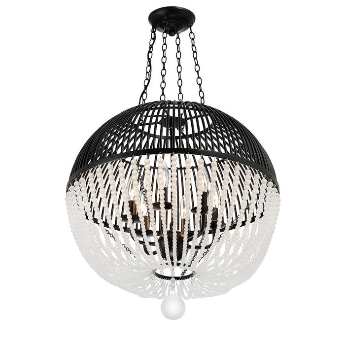 Crystorama Duval 6 Light Pendant, Matte Black