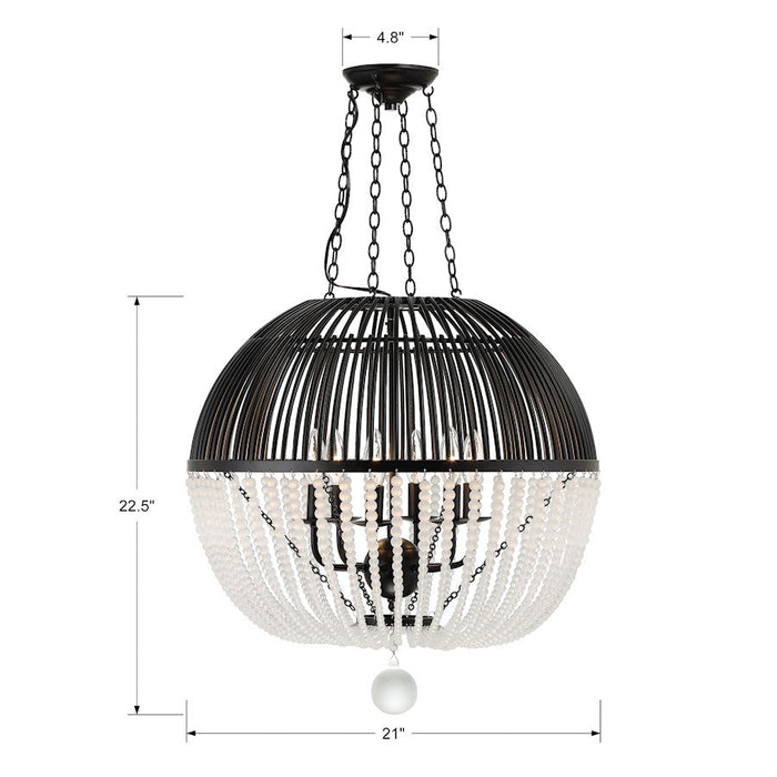 Crystorama Duval 6 Light Pendant, Matte Black