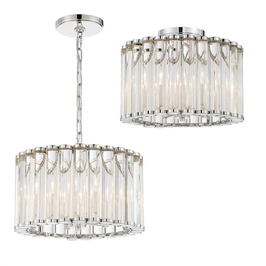 Crystorama Elliot 4 Light Pendant, Polished Nickel - ELL-B3004-PN