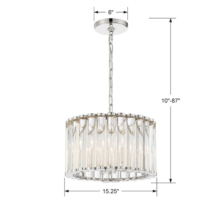 Crystorama Elliot 4 Light Pendant, Polished Nickel