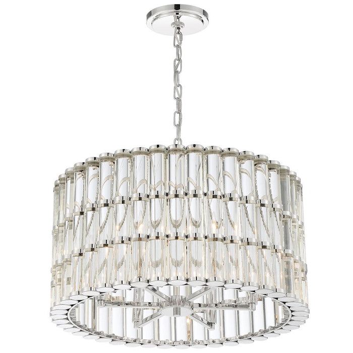 Crystorama Elliot 6 Light Chandelier, Polished Nickel