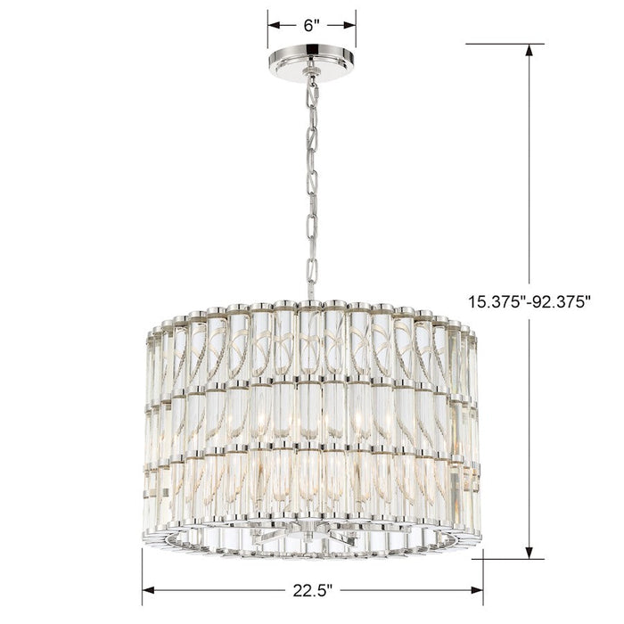 Crystorama Elliot 6 Light Chandelier, Polished Nickel