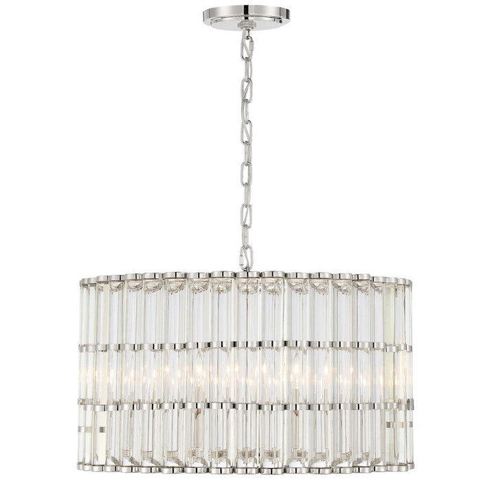 Crystorama Elliot 6 Light Chandelier, Polished Nickel