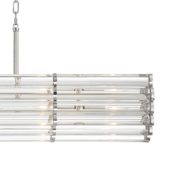 Crystorama Elliot 6 Light Linear Chandelier, Polished Nickel