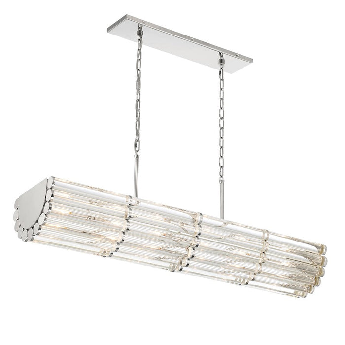 Crystorama Elliot 6 Light Linear Chandelier, Polished Nickel