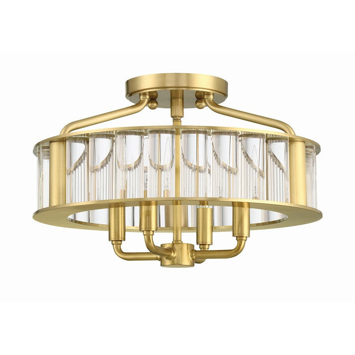 Crystorama Farris 4 Light Flush Mount, Aged Brass