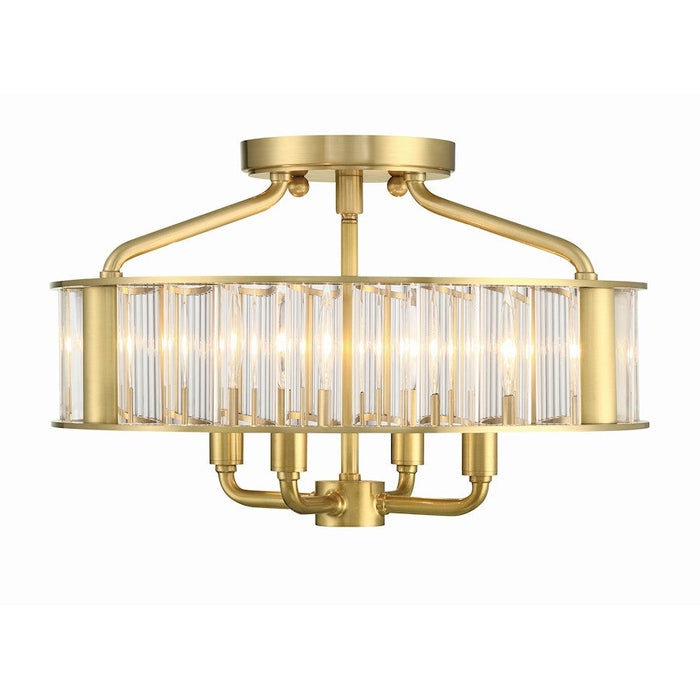 Crystorama Farris 4 Light Flush Mount, Aged Brass