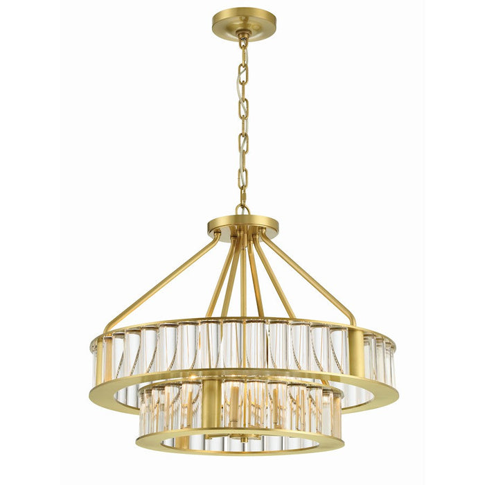 Crystorama Farris 6 Light Chandelier, Aged Brass