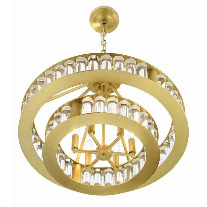 Crystorama Farris 6 Light Chandelier, Aged Brass