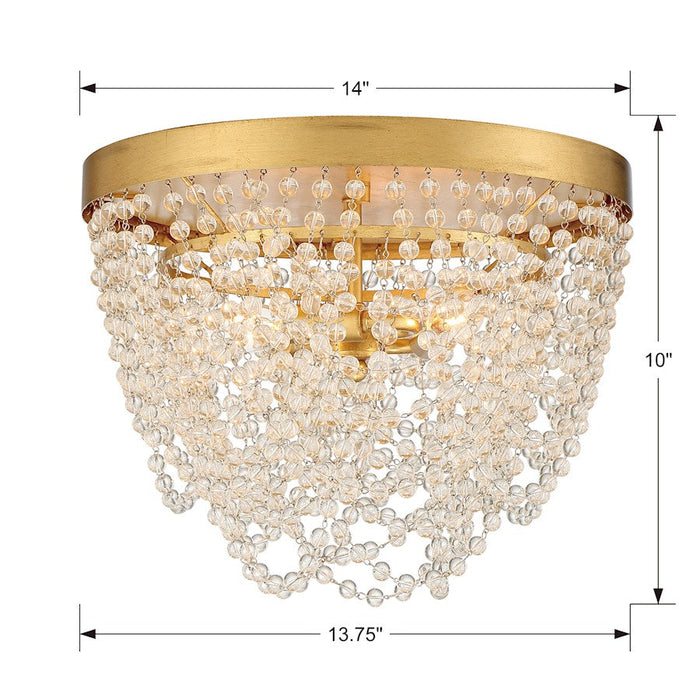 Crystorama Fiona 3 Light Ceiling Mount, Antique Gold