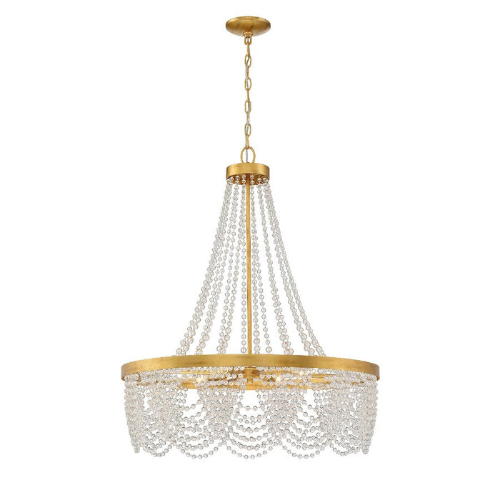 Crystorama Fiona 4 Light Chandelier, Antique Gold with Beads