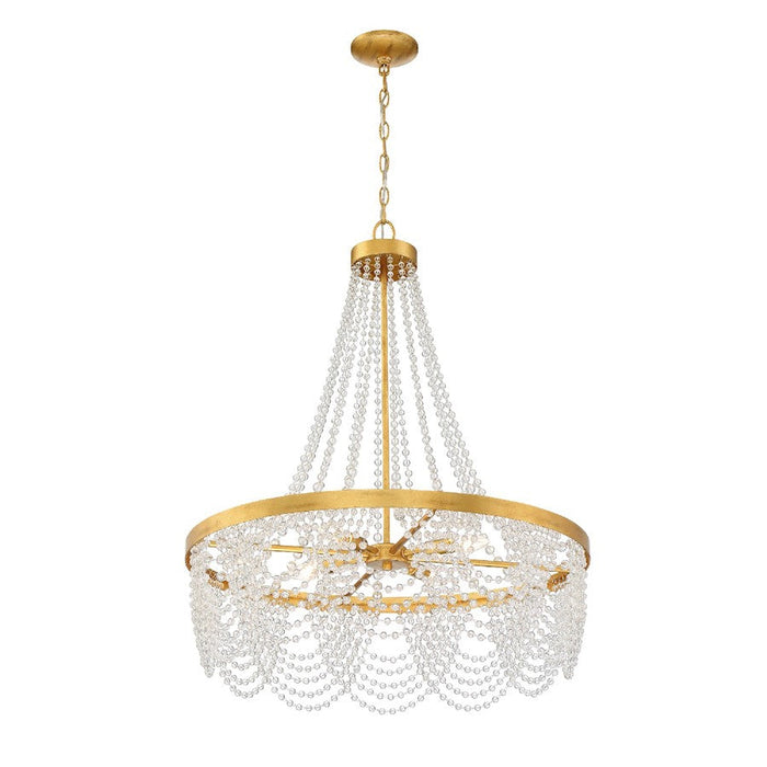 Crystorama Fiona 4 Light Chandelier, Antique Gold with Beads