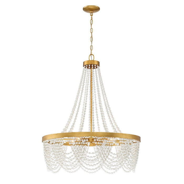 Crystorama Fiona 4 Light Chandelier, Antique Gold with Beads