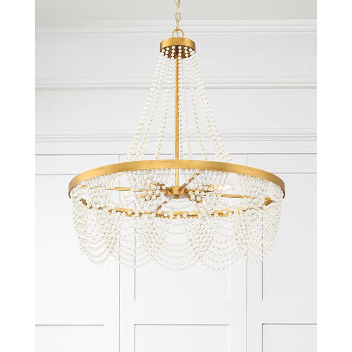 Crystorama Fiona 4 Light Chandelier, Antique Gold with Beads