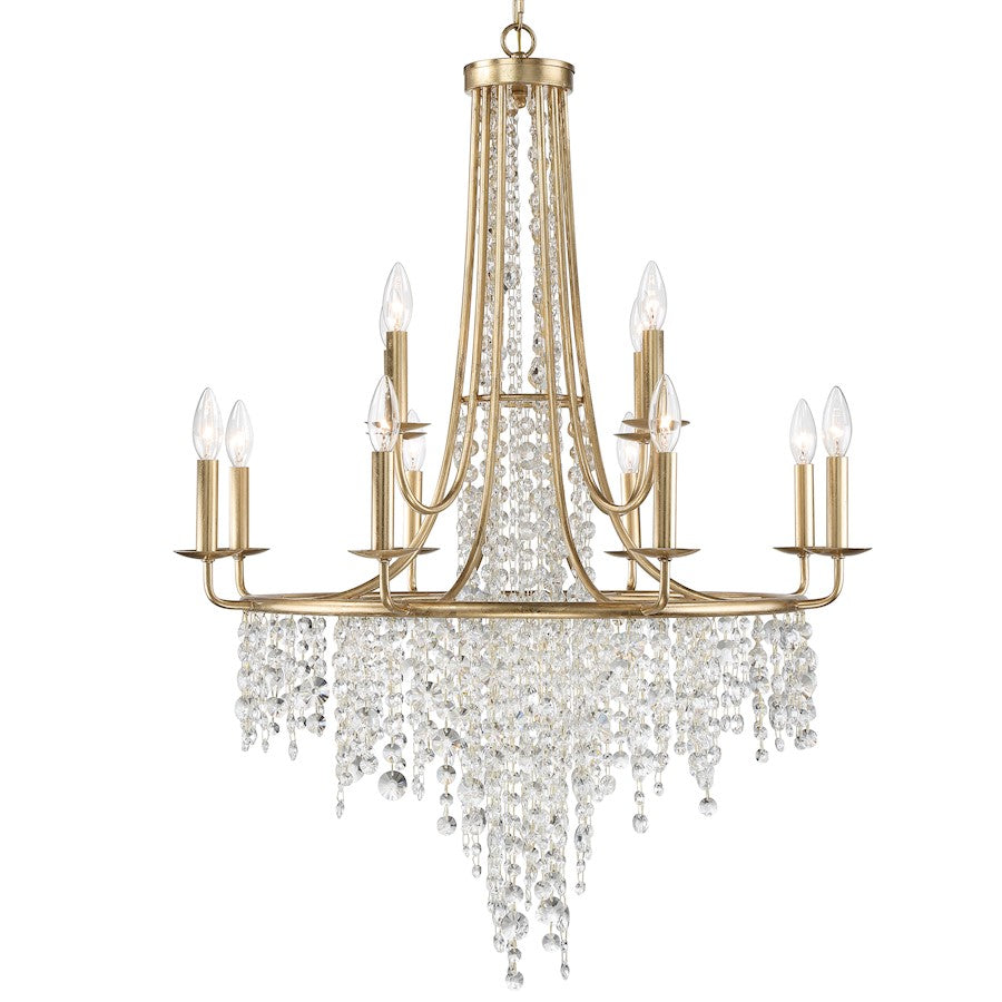 Crystorama Gabrielle 12 Light Chandelier, Antique Gold - GAB-B7312-GA