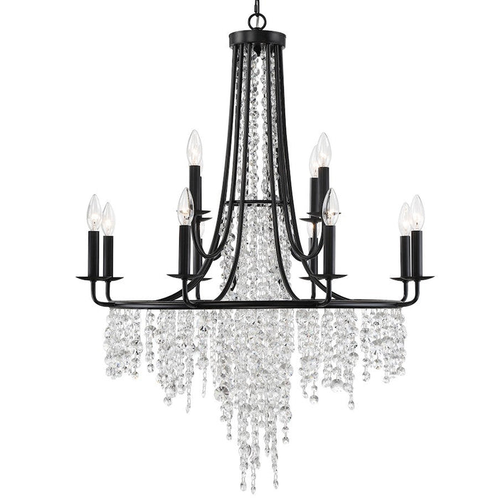 Crystorama Gabrielle 12 Light Chandelier, Matte Black - GAB-B7312-MK