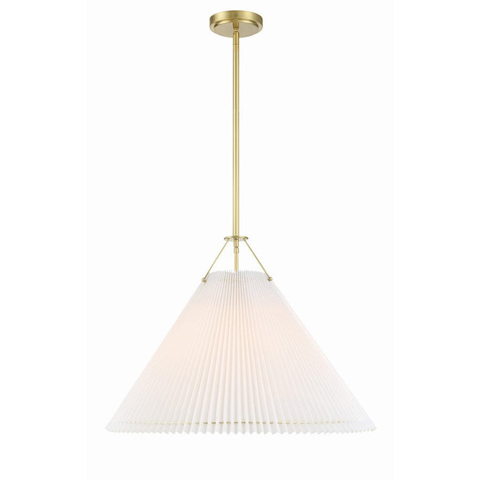 Crystorama Gamma 1 Light 4" Pendant, Aged Brass/White - GAM-71005-AG