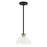 Crystorama Gigi 1 Light Pendant, Matte Black/Aged Brass/White - GIG-813-BK-AG