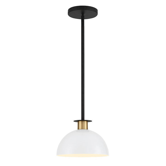 Crystorama Gigi 1 Light Pendant, Matte Black/Aged Brass/White - GIG-813-BK-AG