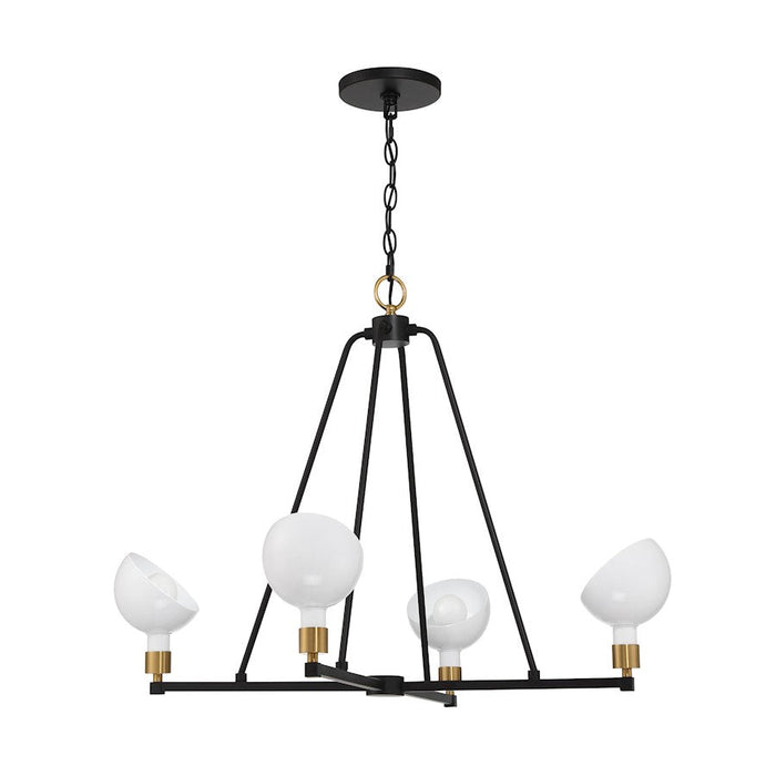 Crystorama Gigi 4 Light Chandelier, Black/Aged Brass/White - GIG-814-BK-AG