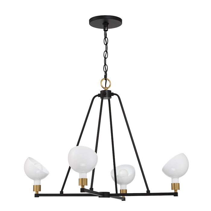 Crystorama Gigi 4 Light Chandelier, Black/Aged Brass/White