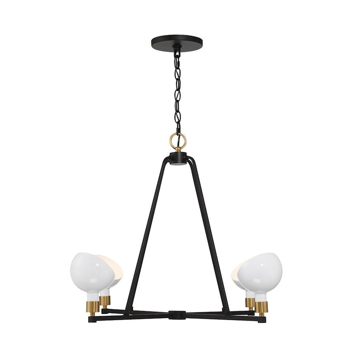 Crystorama Gigi 4 Light Chandelier, Black/Aged Brass/White