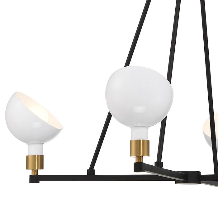 Crystorama Gigi 4 Light Chandelier, Black/Aged Brass/White