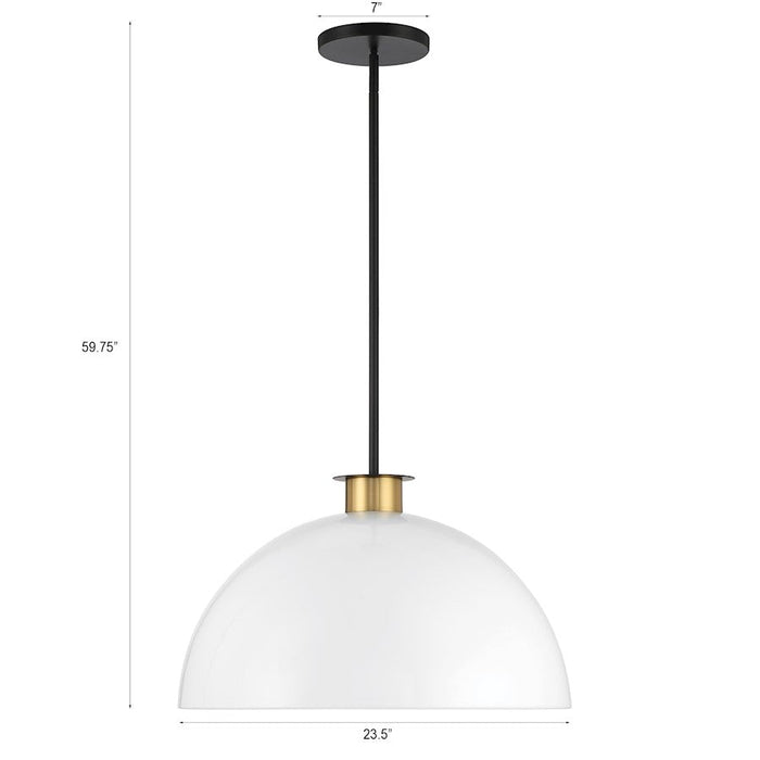 Crystorama Gigi 1 Light Pendant, Black/Aged Brass/White