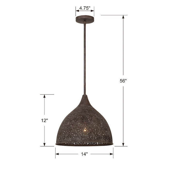 Crystorama Jasmine 1 Light Pendant, Forged Bronze