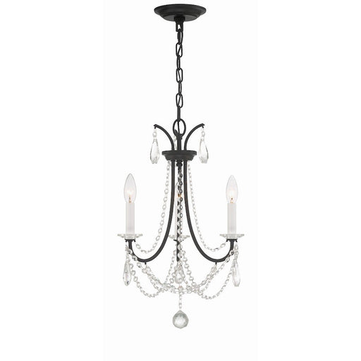 Crystorama Karrington 3 Light Mini Chandelier, Matte Black - KAR-90903-MK-CL-MWP