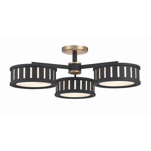 Crystorama Kendal 6 Light Semi Flush Mount, Gold/Black Forged - KEN-8300-VG-BF