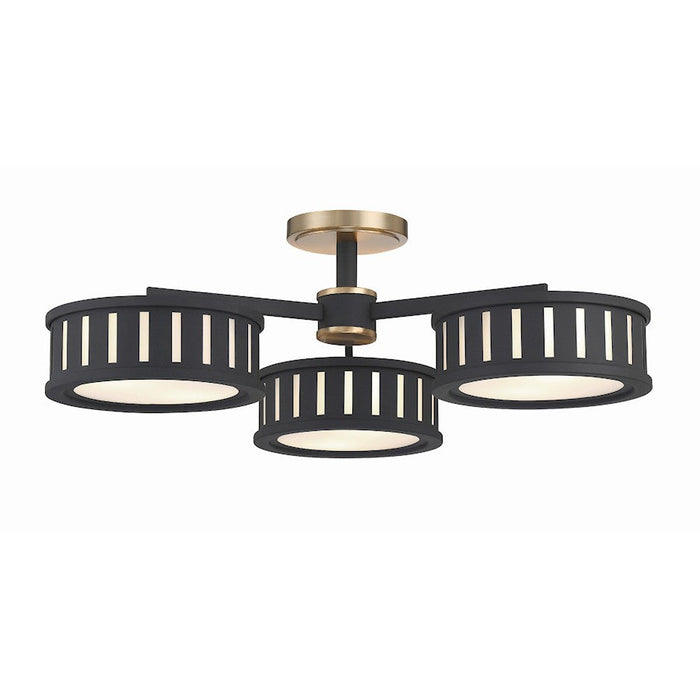 Crystorama Kendal 6 Light Semi Flush Mount, Gold/Black Forged - KEN-8300-VG-BF