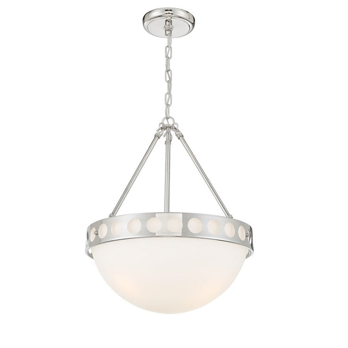 Crystorama Kirby 3 Light Chandelier, Polished Nickel/Etched Opal - KIR-B8105-PN