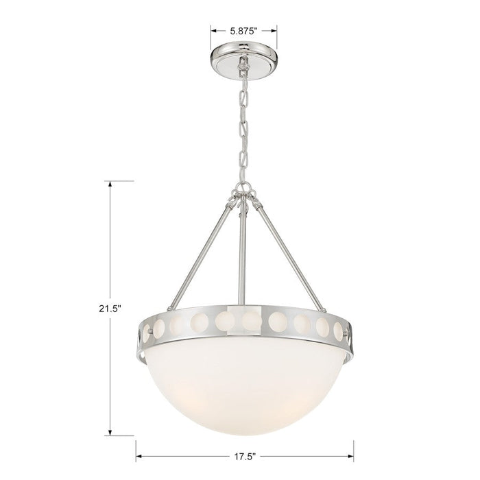 Crystorama Kirby 3 Light Chandelier, Etched Opal