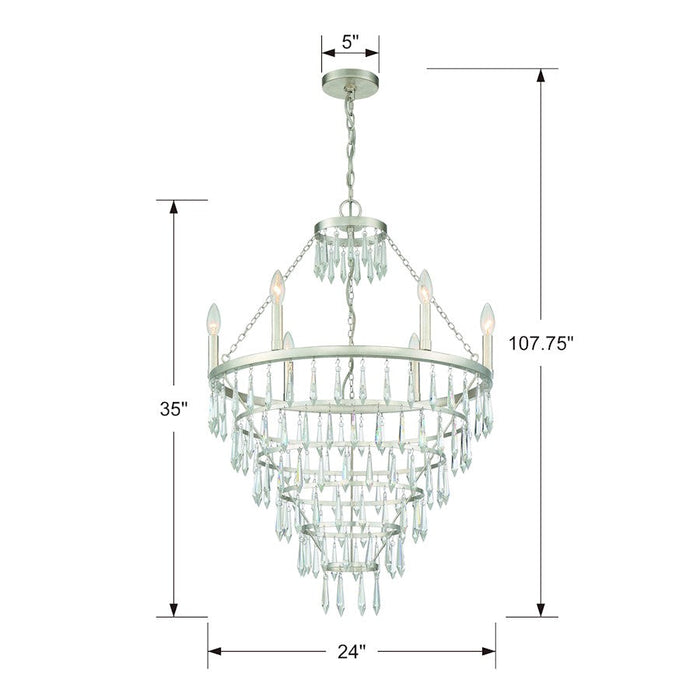 Crystorama Lucille Chandelier, Antique Silver