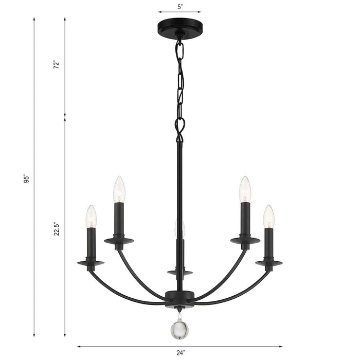 Crystorama Mila Chandelier, Black