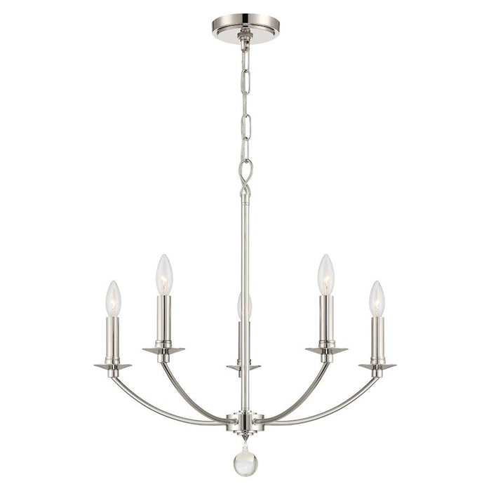 Crystorama Mila 5 Light Chandelier, Polished Nickel - MIL-8005-PN