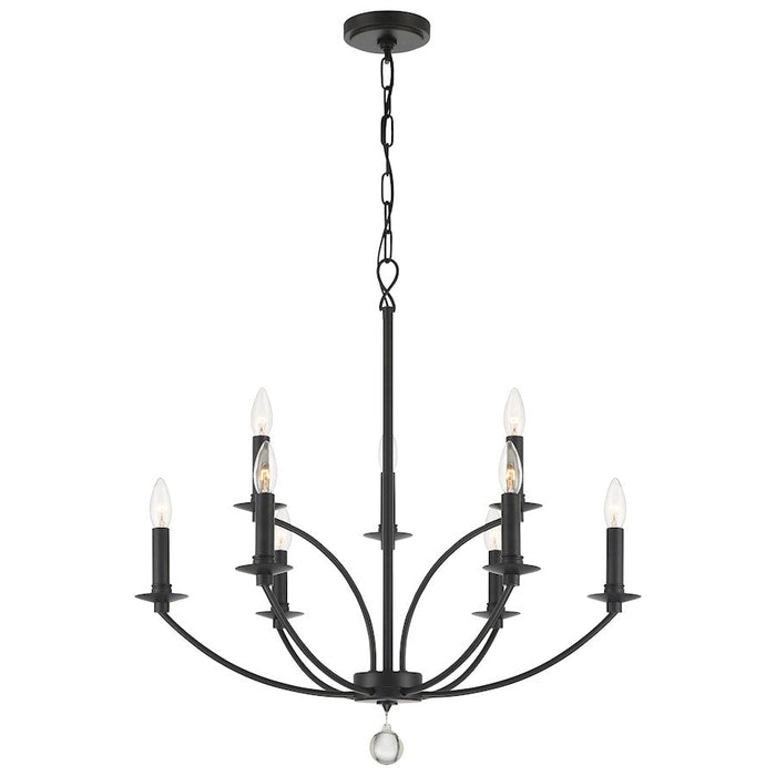 Crystorama Mila 9 Light Chandelier, Black - MIL-8009-BK